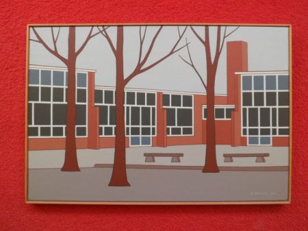 Verkocht.Bernink.Klaas Bernink.1913-1996.Parkschool in Hengelo. 1982.